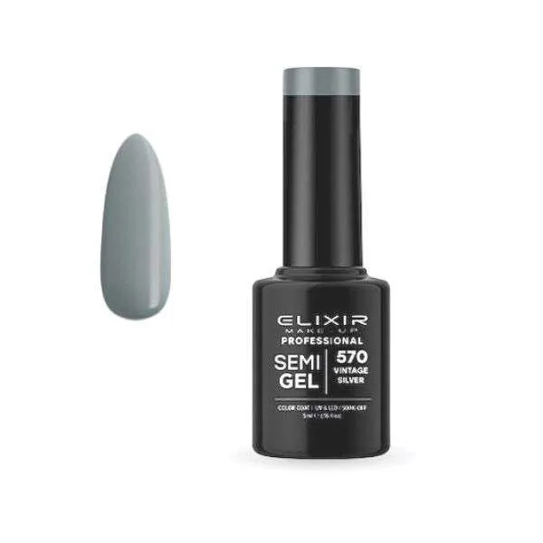 Elixir Professional Semi Gel Ημιμόνιμο Βερνίκι Νυχιών 570 Vintage Silver Γκρί 5ml Elixir Professional Semi Gel Ημιμόνιμο Βερνίκι Νυχιών 570 Vintage Silver Γκρί 5ml