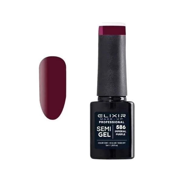 Elixir Professional Semi Gel Ημιμόνιμο Βερνίκι Νυχιών 586 Imperial Purple Μωβ Δαμασκηνί 5ml (2)