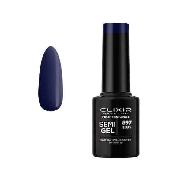 Elixir Professional Semi Gel Ημιμόνιμο Βερνίκι Νυχιών 597 Βerry Μωβ Μπλε Βατόμουρου 5ml Elixir Professional Semi Gel Ημιμόνιμο Βερνίκι Νυχιών 597 Βerry Μωβ Μπλε Βατόμουρου 5ml