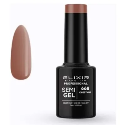 Elixir Professional Semi Gel Ημιμόνιμο Βερνίκι Νυχιών 668 Chestnut Καφέ Ροζ 5ml