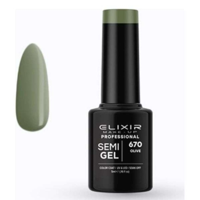 Elixir Professional Semi Gel Ημιμόνιμο Βερνίκι Νυχιών 670 Olive Πράσινο Γκρι Militaire 5ml
