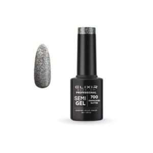 Elixir Professional Semi Gel Ημιμόνιμο Βερνίκι Νυχιών 700 Unspecified Glitter Γραφίτης Με Πολύχρωμο Shimmer 5ml