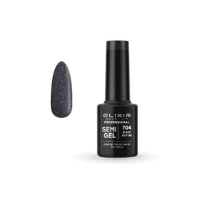 Elixir Professional Semi Gel Ημιμόνιμο Βερνίκι Νυχιών 704 Black Glitter Μαύρο Με Πολύχρωμο Shimmer 5ml