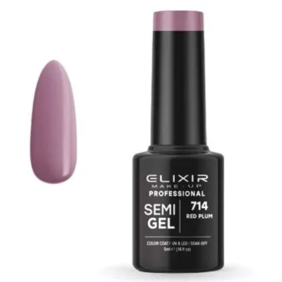 Elixir Professional Semi Gel Ημιμόνιμο Βερνίκι Νυχιών 714 Red Plum Mωβ Nude 5ml