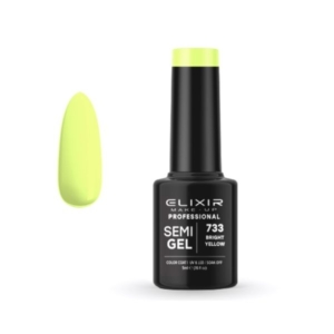 Elixir Professional Semi Gel Ημιμόνιμο Βερνίκι Νυχιών 733 Bright Yellow Λαχανί προς Κίτρινο 5ml