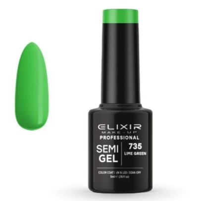 Elixir Professional Semi Gel Ημιμόνιμο Βερνίκι Νυχιών 735 Lime Green Πράσινο Λάιμ 5ml