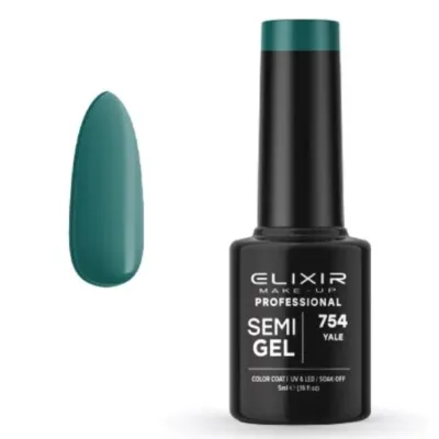 Elixir Professional Semi Gel Ημιμόνιμο Βερνίκι Νυχιών 754 Yale Βεραμάν Γκρι 5ml