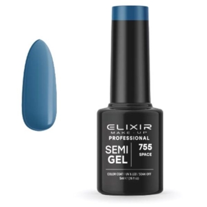 Elixir Professional Semi Gel Ημιμόνιμο Βερνίκι Νυχιών 755 Space Μπλε Πράσινο 5ml