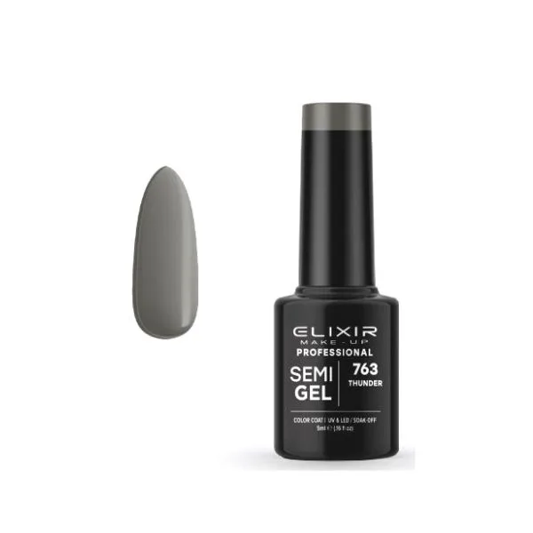 Elixir Professional Semi Gel Ημιμόνιμο Βερνίκι Νυχιών 763 Thunder Γκρι Μέτριας Έντασης 5ml Elixir Professional Semi Gel Ημιμόνιμο Βερνίκι Νυχιών 763 Thunder Γκρι Μέτριας Έντασης 5ml