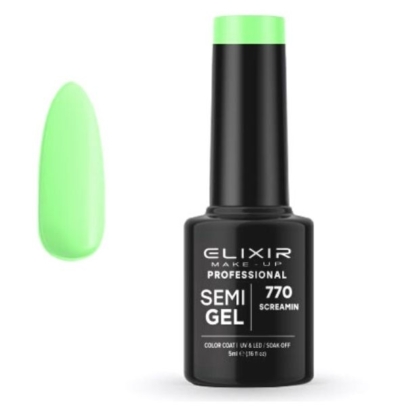 Elixir Professional Semi Gel Ημιμόνιμο Βερνίκι Νυχιών 770 Screamin Πράσινο που Κιτρινίζει 5ml