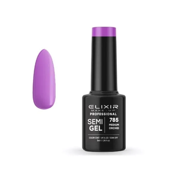 Elixir Professional Semi Gel Ημιμόνιμο Βερνίκι Νυχιών 785 Medium Orchid Μωβ Μέτριας Έντασης Γλυκό 5ml