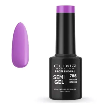 Elixir Professional Semi Gel Ημιμόνιμο Βερνίκι Νυχιών 785 Medium Orchid Μωβ Μέτριας Έντασης Γλυκό 5ml