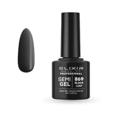 Elixir Professional Semi Gel Ημιμόνιμο Βερνίκι Νυχιών 869 Black Lust Μαύρο 8ml