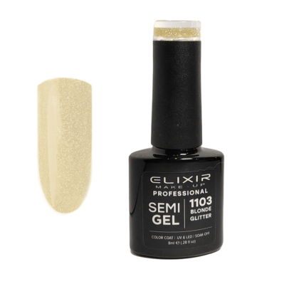 Elixir Professional Semi Gel Ημιμόνιμο Βερνίκι Νυχιών Flash Effect 1103 Blonde Glitter Χρυσό Εφέ Flash 8ml