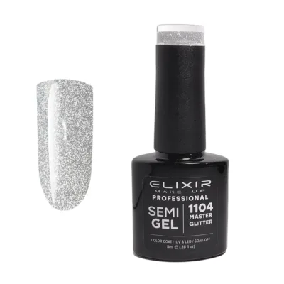 Elixir Professional Semi Gel Ημιμόνιμο Βερνίκι Νυχιών Flash Effect 1104 Master Glitter Ασημί Εφέ Flash 8ml