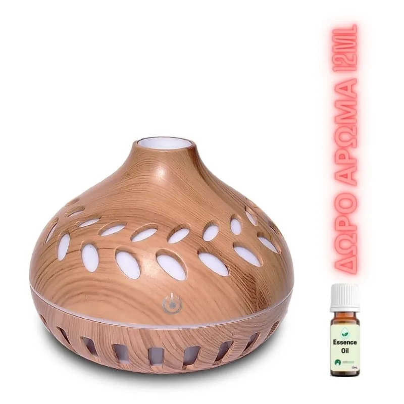 Humidifier Ultrasonic Aroma Diffuser H2O Συσκευή για Αρωματοθεραπεία 200ml Light Wood Grain Colour & Δώρο άρωμα 12ml