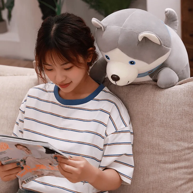 VIP Baby Dolls Stuffed Husky, Λούτρινος Σκύλος Husky Μαξιλάρι Γκρι Λευκό 60cm