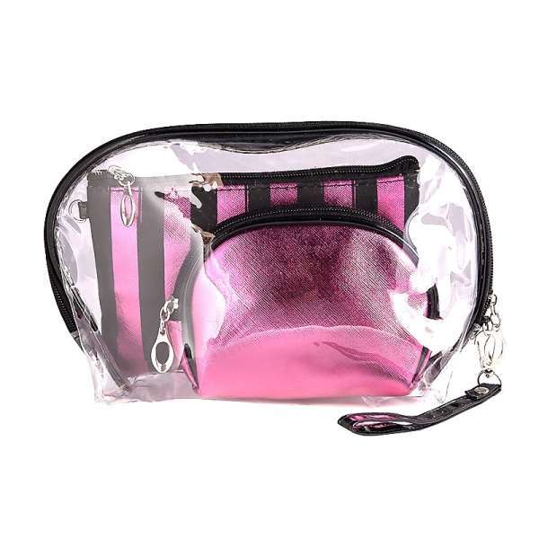 N & H Fashion Legend Cosmetic Bag Set 3 pcs Σετ Νεσεσέρ 3 τεμ Ροζ Μαύρο 23 x 17 x 7cm