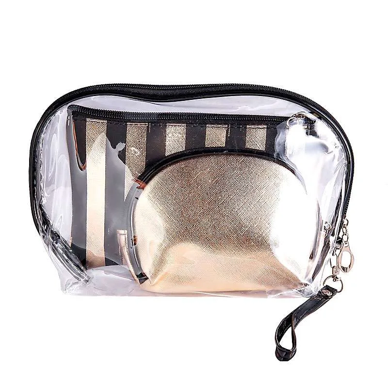 N & H Fashion Legend Cosmetic Bag Set 3 pcs Σετ Νεσεσέρ 3 τεμ Χρυσό Μαύρο 23 x 17 x 7cm