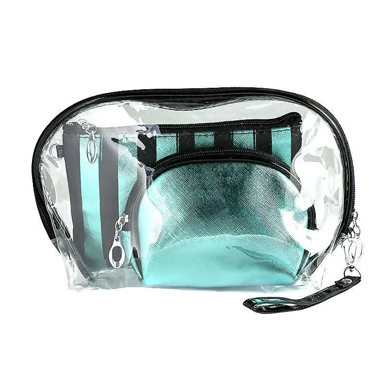 N & H Fashion Legend Cosmetic Bag Set 3 pcs Σετ Νεσεσέρ 3 τεμ Βεραμάν Ασημί 23 x 17 x 7cm