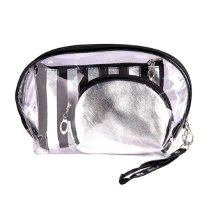 N & H Fashion Legend Cosmetic Bag Set 3 pcs Σετ Νεσεσέρ 3 τεμ Ασημί Μαύρο 23 x 17 x 7cm