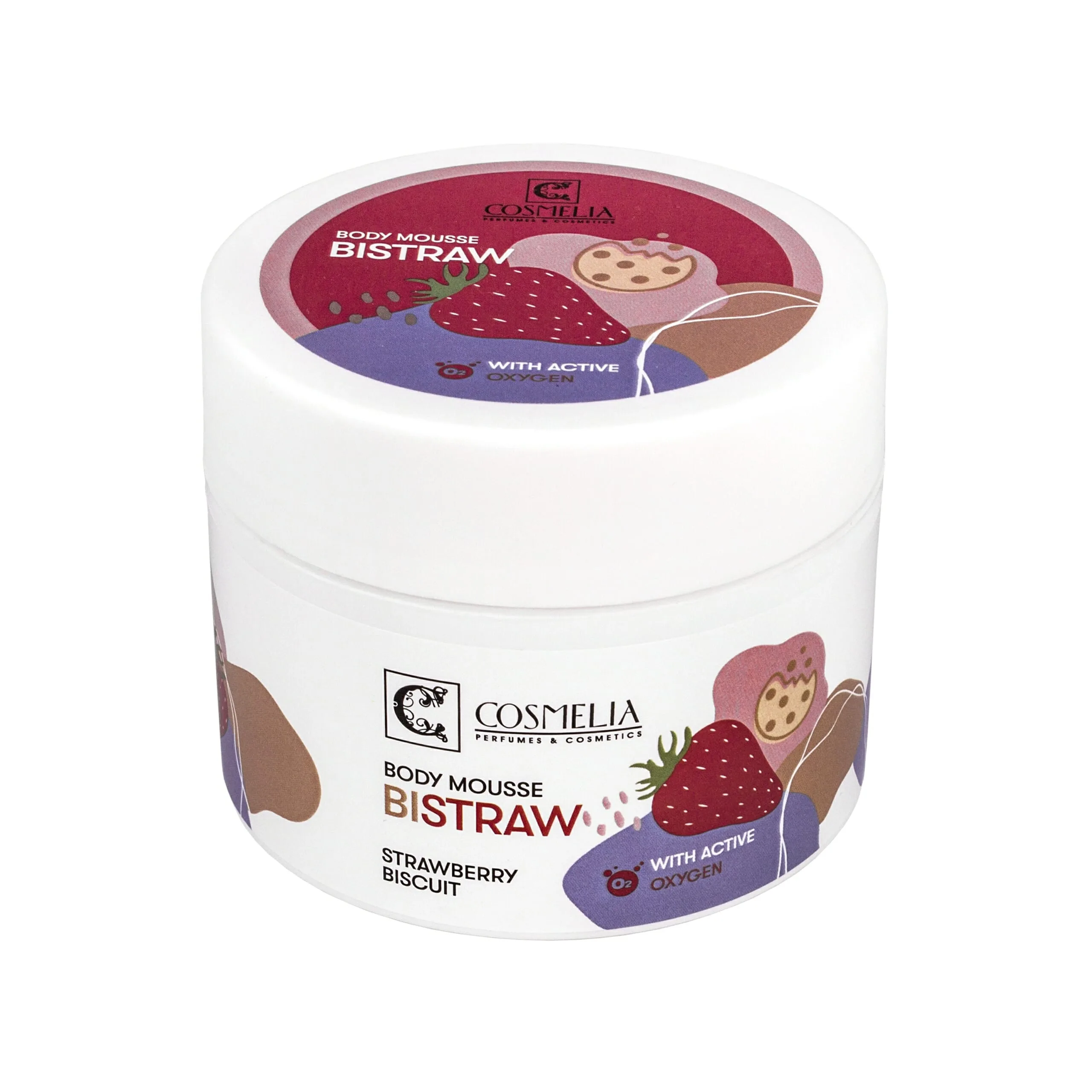 Cosmelia Body Mousse Ενεργού Οξυγόνου Bistraw με Φράουλα & Μπισκότο 200ml