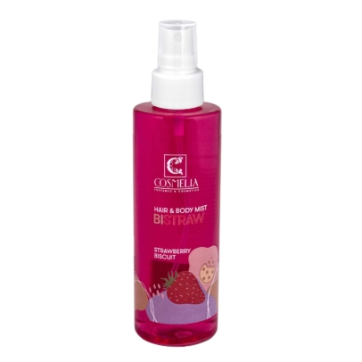 Cosmelia Hair & Body Mist Bistraw Αρωματικό Σπρέι Σώματος & Μαλλιών με Φράουλα & Μπισκότο 200ml