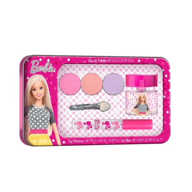 Air Val Barbie Metallic Case Σετ EDT 10ml Σκιές Ματιών 3 x 1.2gr & Lip Gloss 2.5ml