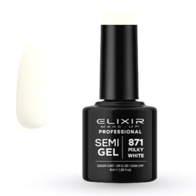 Elixir Professional Semi Gel Ημιμόνιμο Βερνίκι Νυχιών 871 Milky White Λευκό Γαλακτερό 8ml