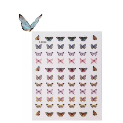 WD Nail Butterfly Stickers Διακοσμητικά Αυτοκόλλητα Νυχιών Πεταλούδες Διάφορα Μεταλλικά Χρώματα