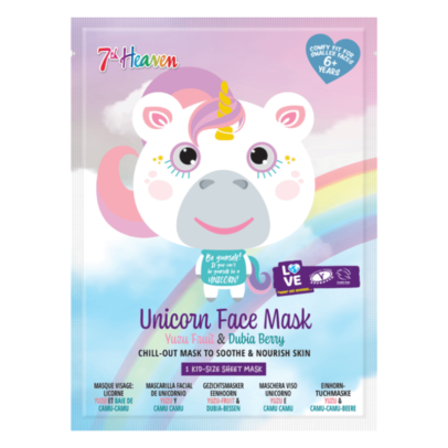 7th Heaven Unicorn Face Mask Yuzu & Dubia Berry 25gr - Μασκά Ομορφίας Πανί Με Σχέδιο Ηλικίες 8+