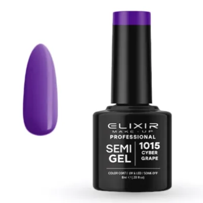 Elixir Professional Semi Gel Ημιμόνιμο Βερνίκι Νυχιών 1015 Cyber Grape Μωβ Μελιτζανί Έντονο Ζωηρό 8ml