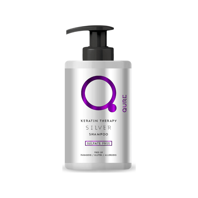 Qure Keratin Therapy Silver Shampoo Σαμπουάν Εξουδετέρωσης Κίτρινων Τόνων Χωρίς Θειικά Άλατα και  Sulfate 300ml