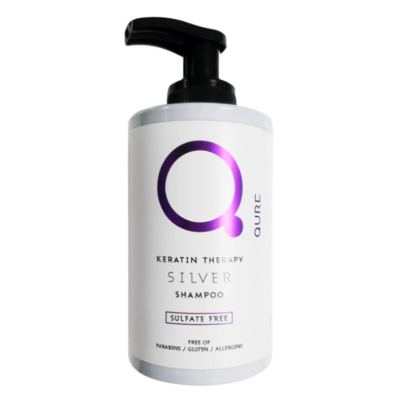 Qure Keratin Therapy Silver Shampoo Σαμπουάν Εξουδετέρωσης Κίτρινων Τόνων Χωρίς Θειικά Άλατα και  Sulfate 300ml
