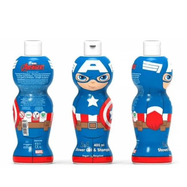 Air-Val Captain America 2 in 1 Shower Gel & Shampoo 400ml Vegan Air-Val Captain America 2 in 1 Shower Gel & Shampoo 400ml Vegan
