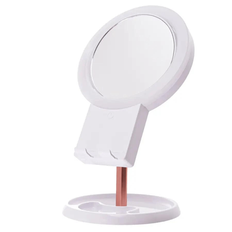 Emson My Fold Jin Mirror - Καθρέφτης με Φωτισμό LED Διπλής Όψης με ύψος 29cm & διάμετρο 17cm Λευκός με x10 Μεγέθυνση