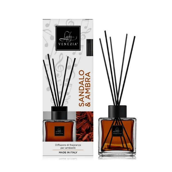 Lady Venezia Sandalo & Ambra Fragrance Diffuser & Sticks Αρωματικό χώρου Σανταλόξυλο & Κεχριμπάρι 100ml Lady Venezia Sandalo & Ambra Fragrance Diffuser & Sticks Αρωματικό χώρου Σανταλόξυλο & Κεχριμπάρι 100ml