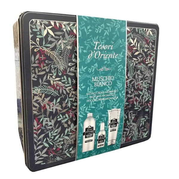 Tesori d’Oriente White Musk Metal Box Gift Set EDT 100ml Bath Cream 500ml & Shower Cream 250ml Tesori d’Oriente White Musk Metal Box Gift Set EDT 100ml Bath Cream 500ml & Shower Cream 250ml