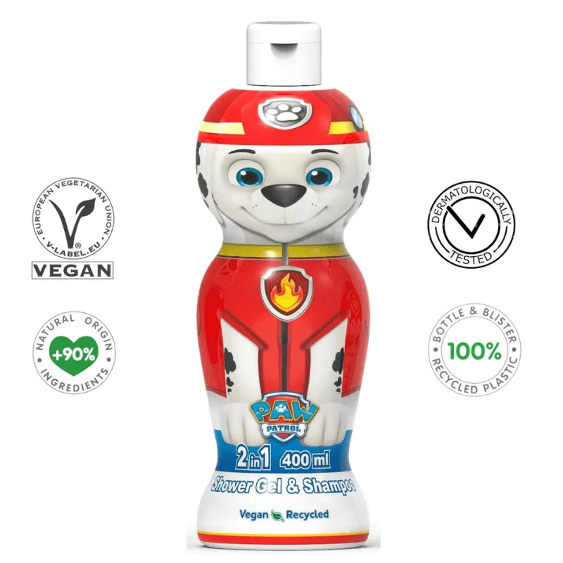 Air-Val Paw Patrol Marshall 2 in 1 Shower Gel & Shampoo 400ml Vegan