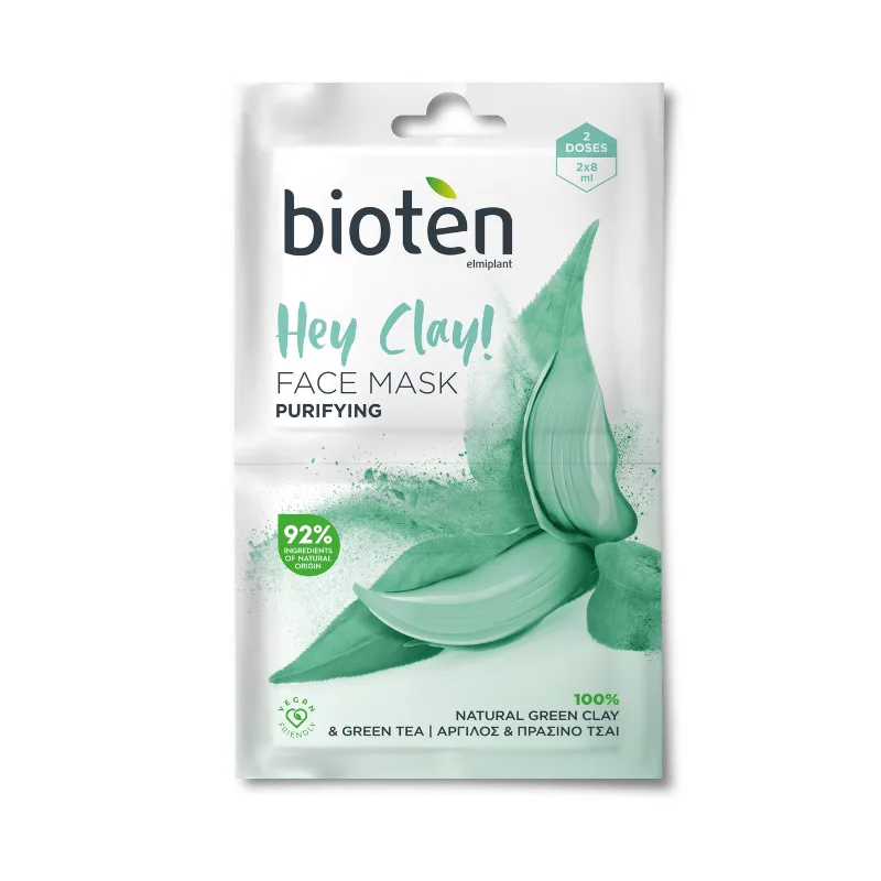 Bioten Μάσκα Προσώπου για Βαθύ Καθαρισμό 2x8ml με Πράσινη Άργιλο & Πράσινο Τσάι