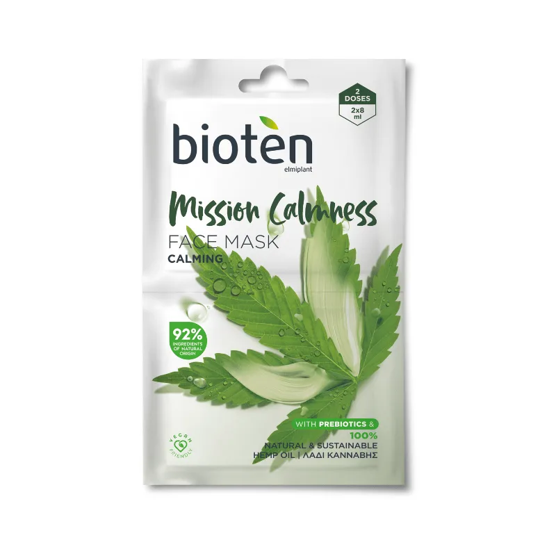 Bioten Μάσκα Προσώπου με Καταπραϋντική Δράση 2x8ml με Έλαιο Κάνναβης & Πρεβιοτικά.