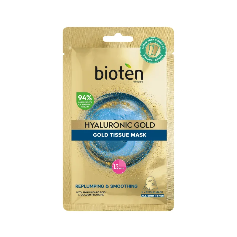 Bioten Υφασμάτινη Μάσκα Hyaluronic Gold 25ml με Υαλουρονικό οξύ και Χρυσές Πρωτεΐνες