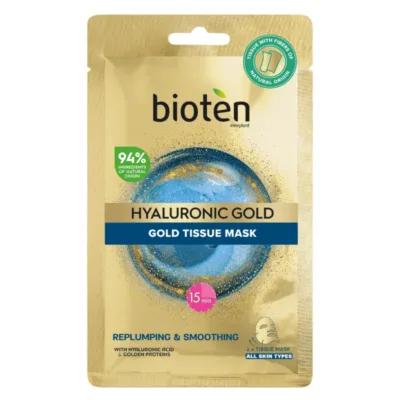 Bioten Υφασμάτινη Μάσκα Hyaluronic Gold 25ml με Υαλουρονικό οξύ και Χρυσές Πρωτεΐνες