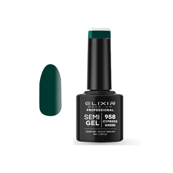 Elixir Professional Semi Gel Ημιμόνιμο Βερνίκι Νυχιών 958 Cypress Green Κυπαρισσί 8ml