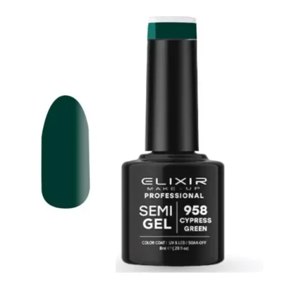 Elixir Professional Semi Gel Ημιμόνιμο Βερνίκι Νυχιών 958 Cypress Green Κυπαρισσί 8ml
