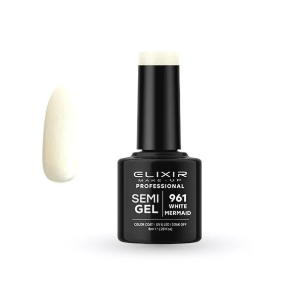 Elixir Professional Semi Gel Ημιμόνιμο Βερνίκι Νυχιών 961 White Mermaid Λευκό Σπασμένο Shimmer 8ml