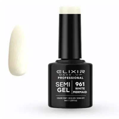 Elixir Professional Semi Gel Ημιμόνιμο Βερνίκι Νυχιών 961 White Mermaid Λευκό Σπασμένο Shimmer 8ml