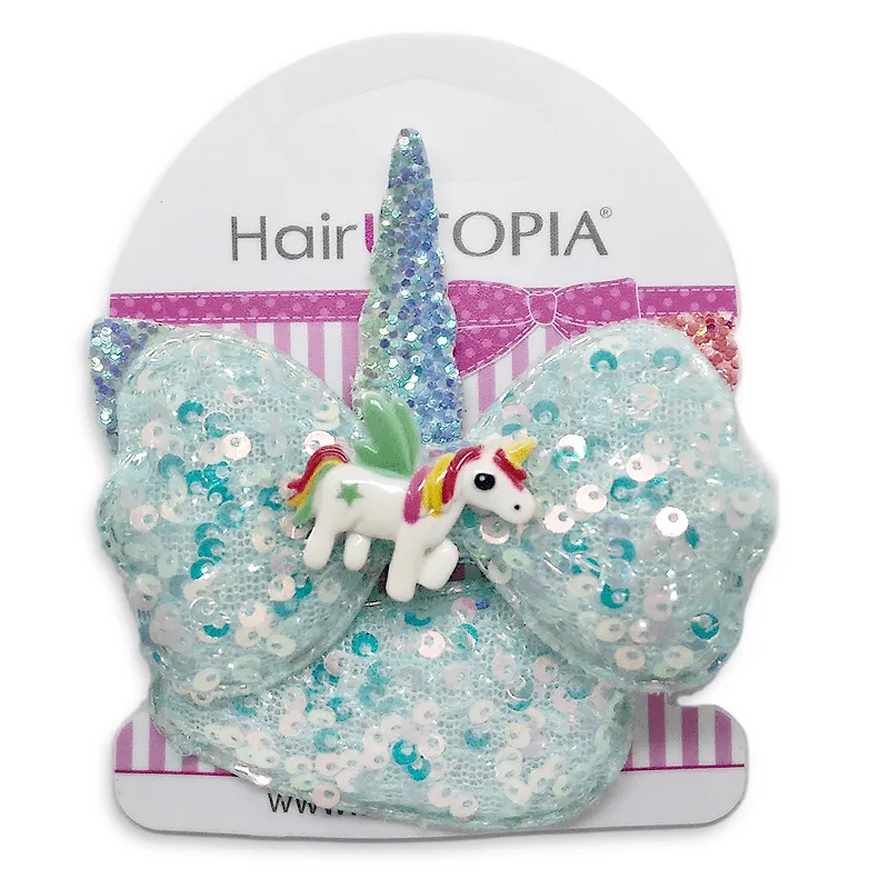 Hair Utopia Clips Μανταλάκια Μαλλιών Μονόκερος Γαλάζια 2τμχ