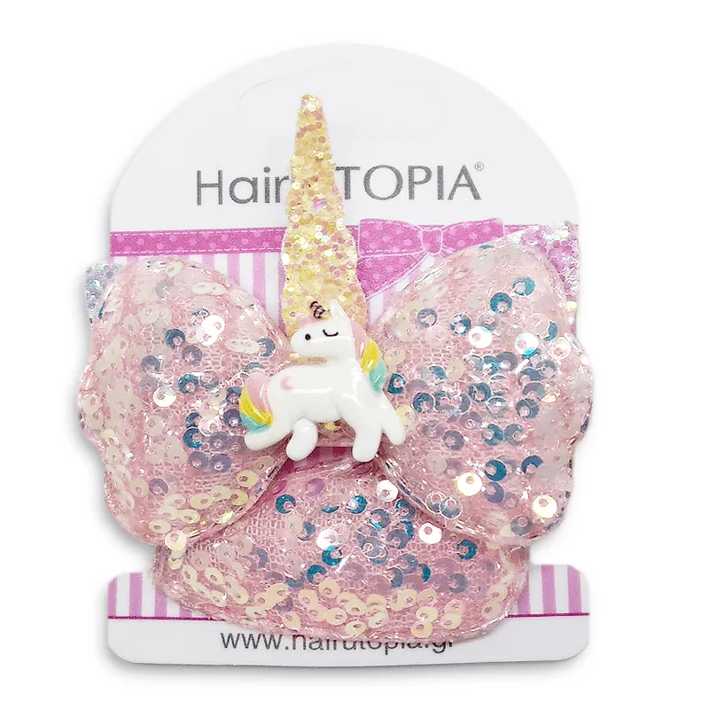 Hair Utopia Clips Μανταλάκια Μαλλιών Μονόκερος Ροζ 2τμχ