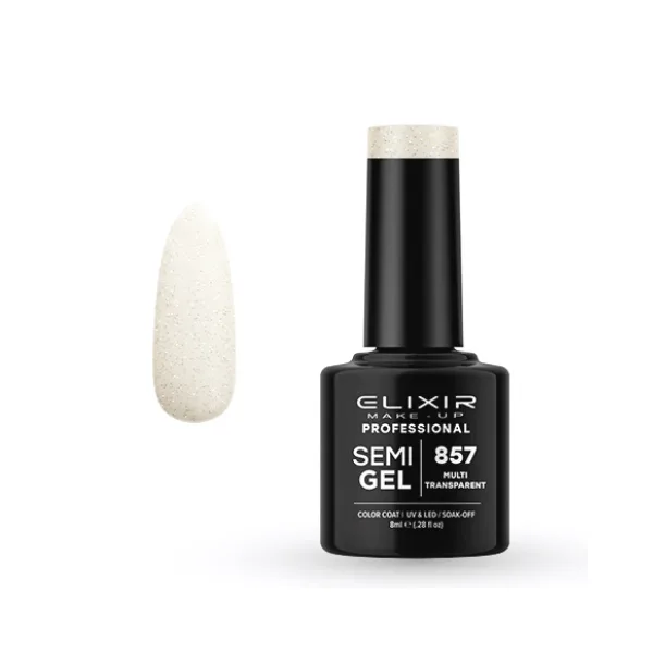 Elixir Professional Semi Gel Ημιμόνιμο Βερνίκι Νυχιών 857 Multi Transparent Διάφανο με Πολύχρωμο Γκλίτερ 8ml